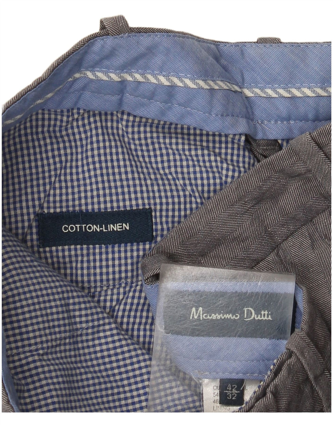 Massimo Dutti Ανδρικό Slim Suit Παντελόνι EU 42 Large W32 L32 Grey Pearringbone