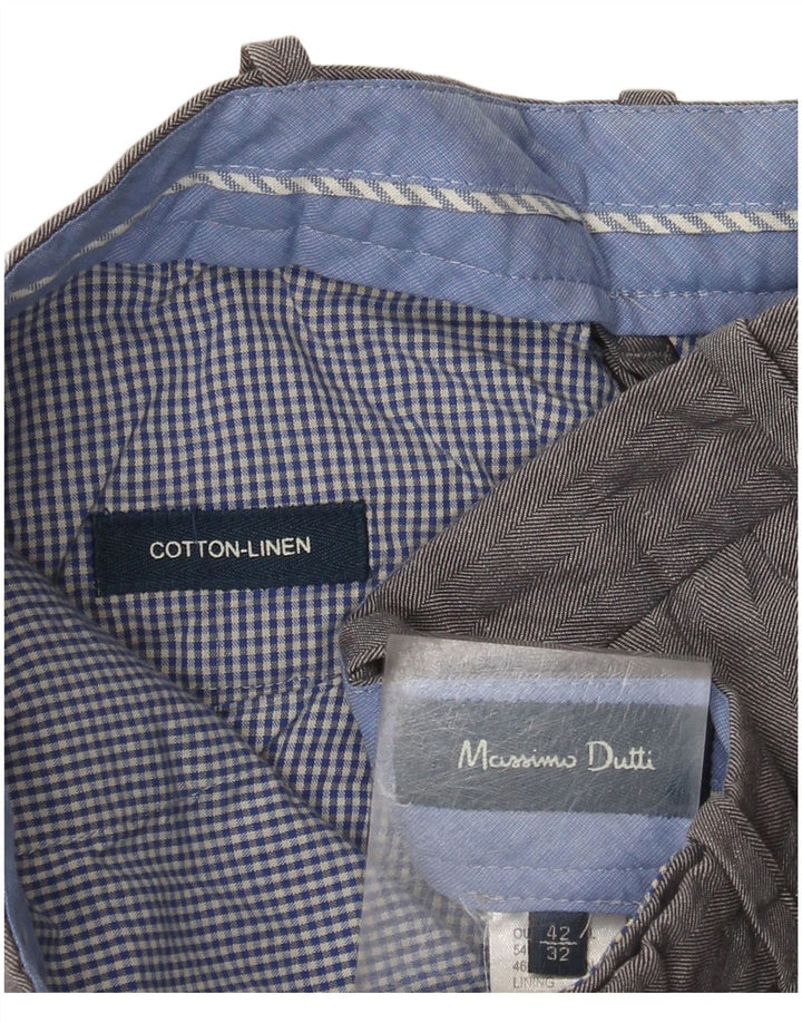 Massimo Dutti Ανδρικό Slim Suit Παντελόνι EU 42 Large W32 L32 Grey Pearringbone