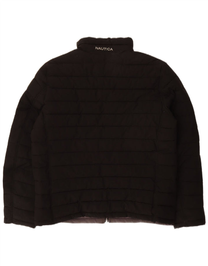 NAUTICA Ανδρικό αναστρέψιμο μπουφάν με επένδυση UK 40 μεγάλο μαύρο πολυεστέρα