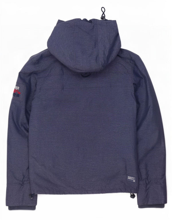 Superdry γυναικείο μπουφάν με κουκούλα αντιανεμικό UK 14 Medium Navy Blue Nylon