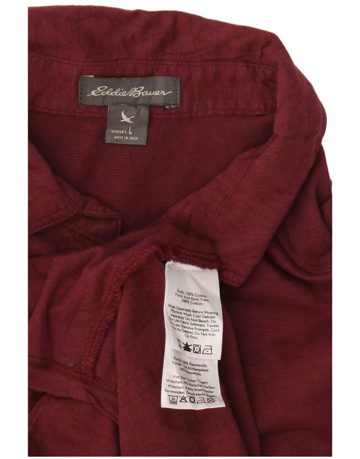 EDDIE BAUER Γυναικείο πουκάμισο UK 16 Large Maroon Βαμβάκι