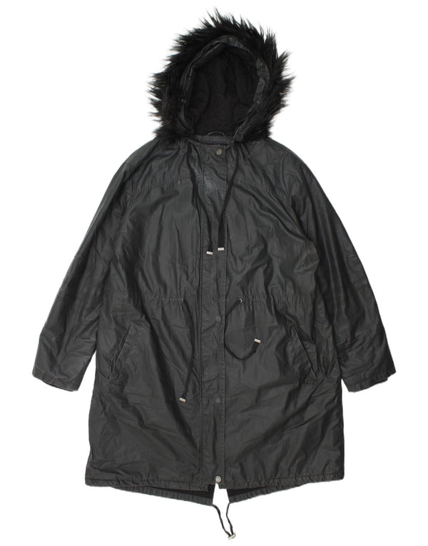 Marks & Spencer Γυναικείο κερωμένο μπουφάν με κουκούλα Parka UK 14 Large Grey