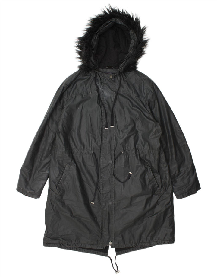 Marks & Spencer Γυναικείο κερωμένο μπουφάν με κουκούλα Parka UK 14 Large Grey