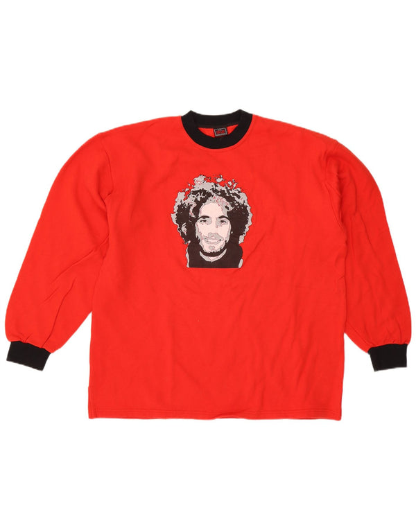 Vintage ανδρικό γραφικό φούτερ Jumper 2XL Κόκκινο βαμβακερό χρώμα