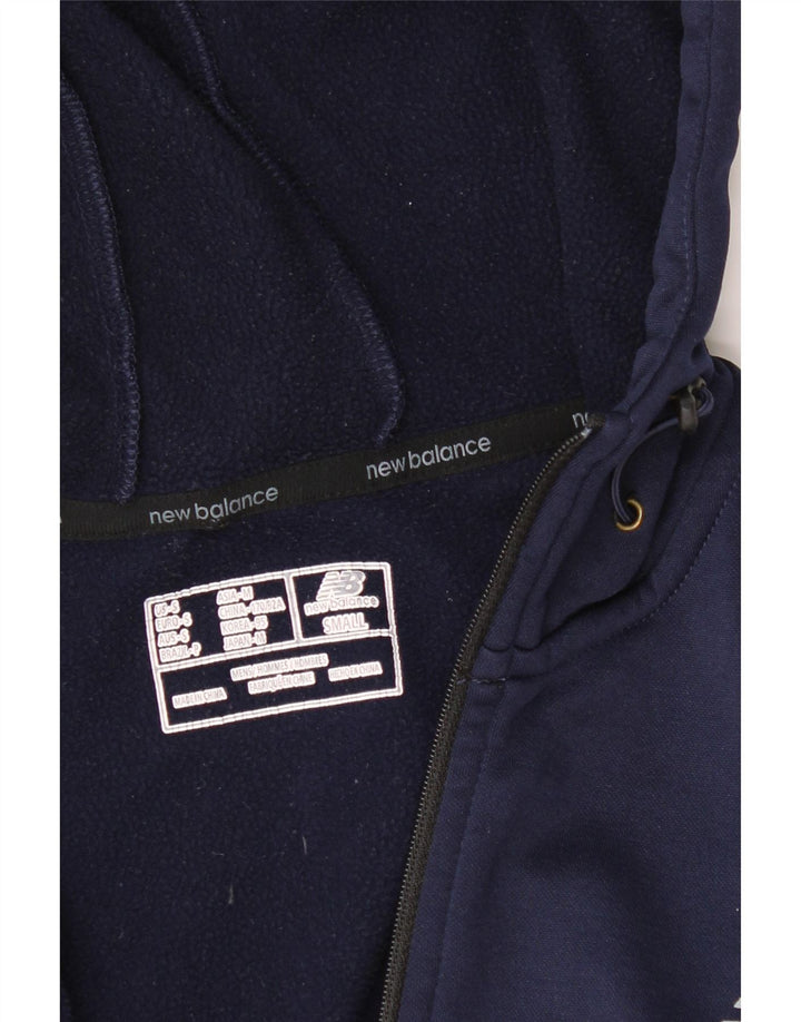 NEW BALANCE Mens Zip Hoodie Sweater Small Navy Blue Polyester Vintage New Balance and Second-Hand New Balance from Messina Hembry 