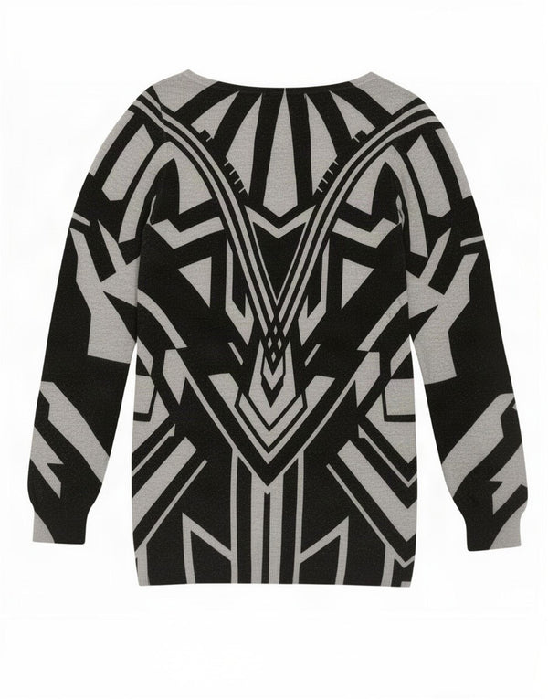 Marks & Spencer Γυναικείο μακρυμάνικο φόρεμα UK 10 Small Grey Geometric