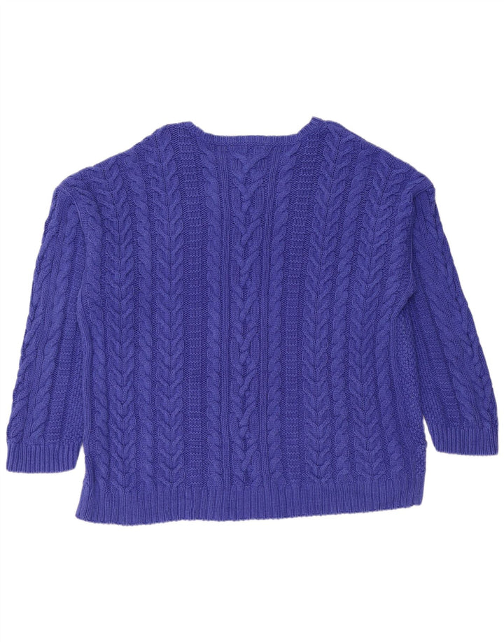 RALPH LAUREN Γυναικείο πουλόβερ με λαιμόκαυστο UK 22 3XL Μπλε βαμβακερό