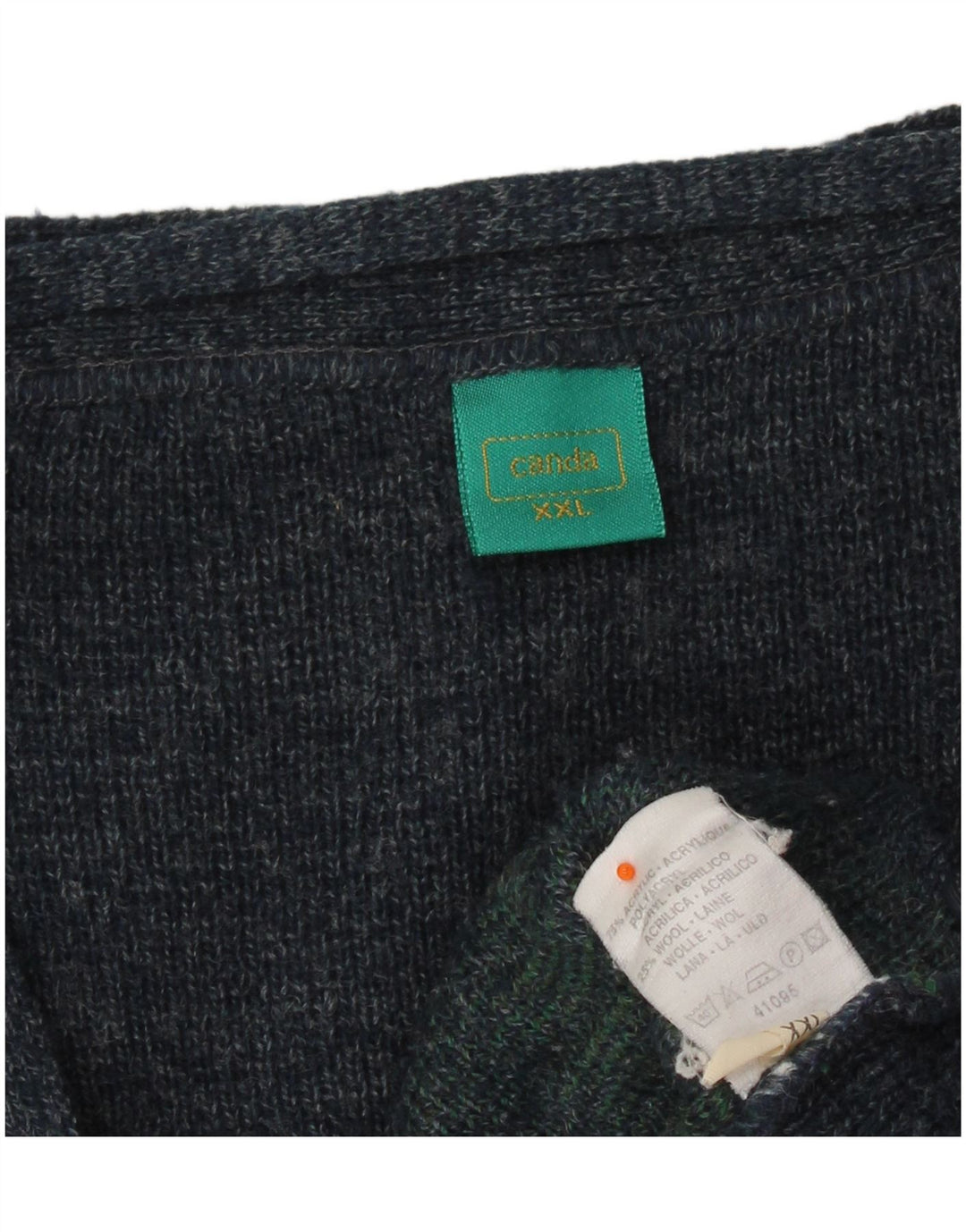 CANDA Ανδρικό πουλόβερ ζακέτα Loose Fit 2XL Navy Blue Argyle/Diamond Acrylic