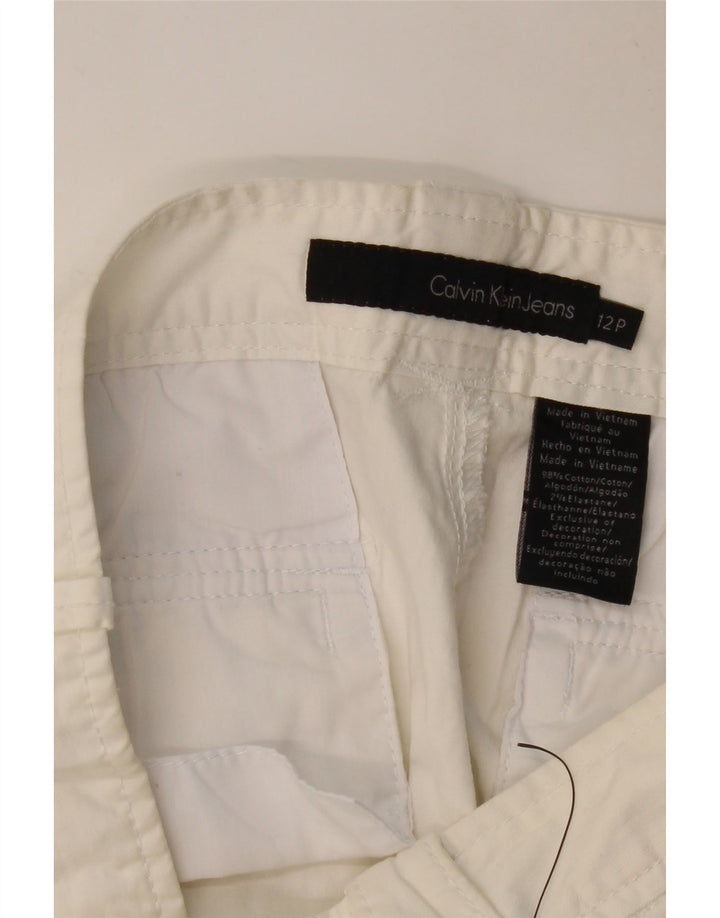 CALVIN KLEIN Γυναικείο λεπτό παντελόνι Capri US 12 Μεγάλο W34 L19 Off White