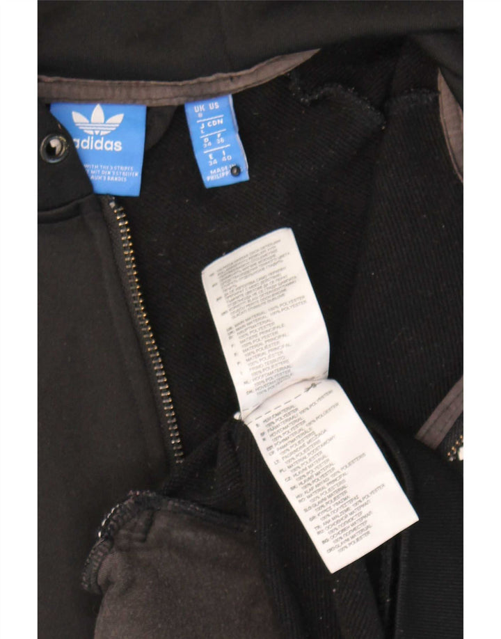 Γυναικείο πουλόβερ με κουκούλα με φερμουάρ Adidas UK 8 μικρό μαύρο πολυεστέρα