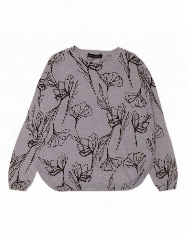 Marks & Spencer Γυναικείο πουλόβερ με λαιμόκαυστο UK 14 Medium Blue Floral