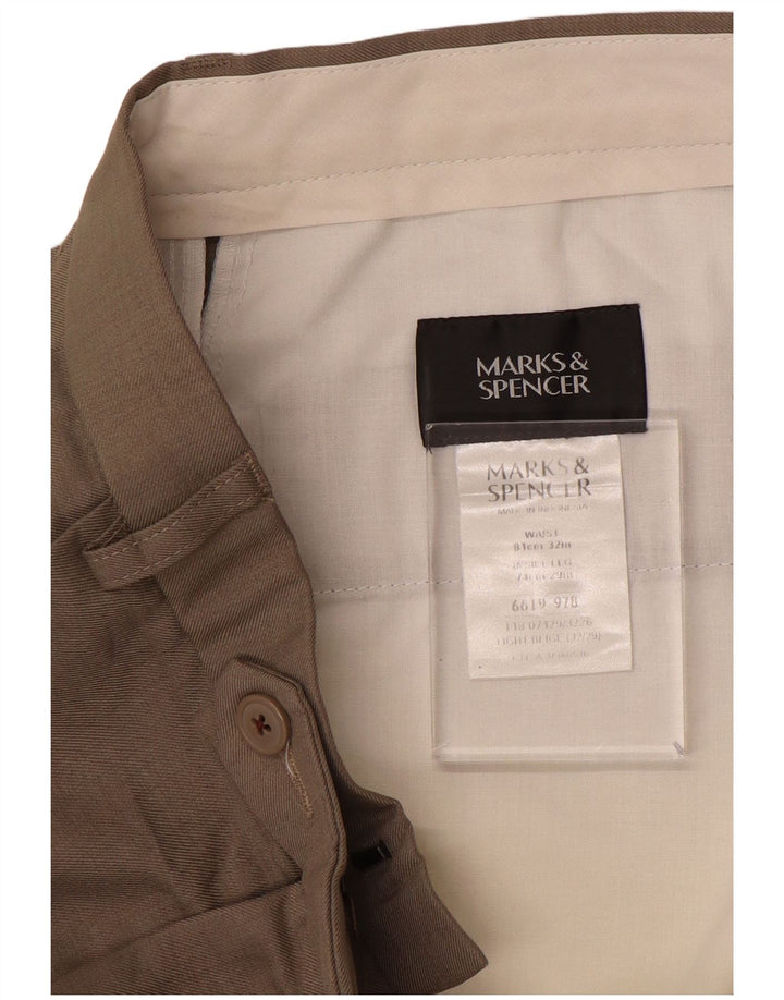 MARKS & SPENCER Mens Pegged Suit Trousers W32 L29 Beige Polyester