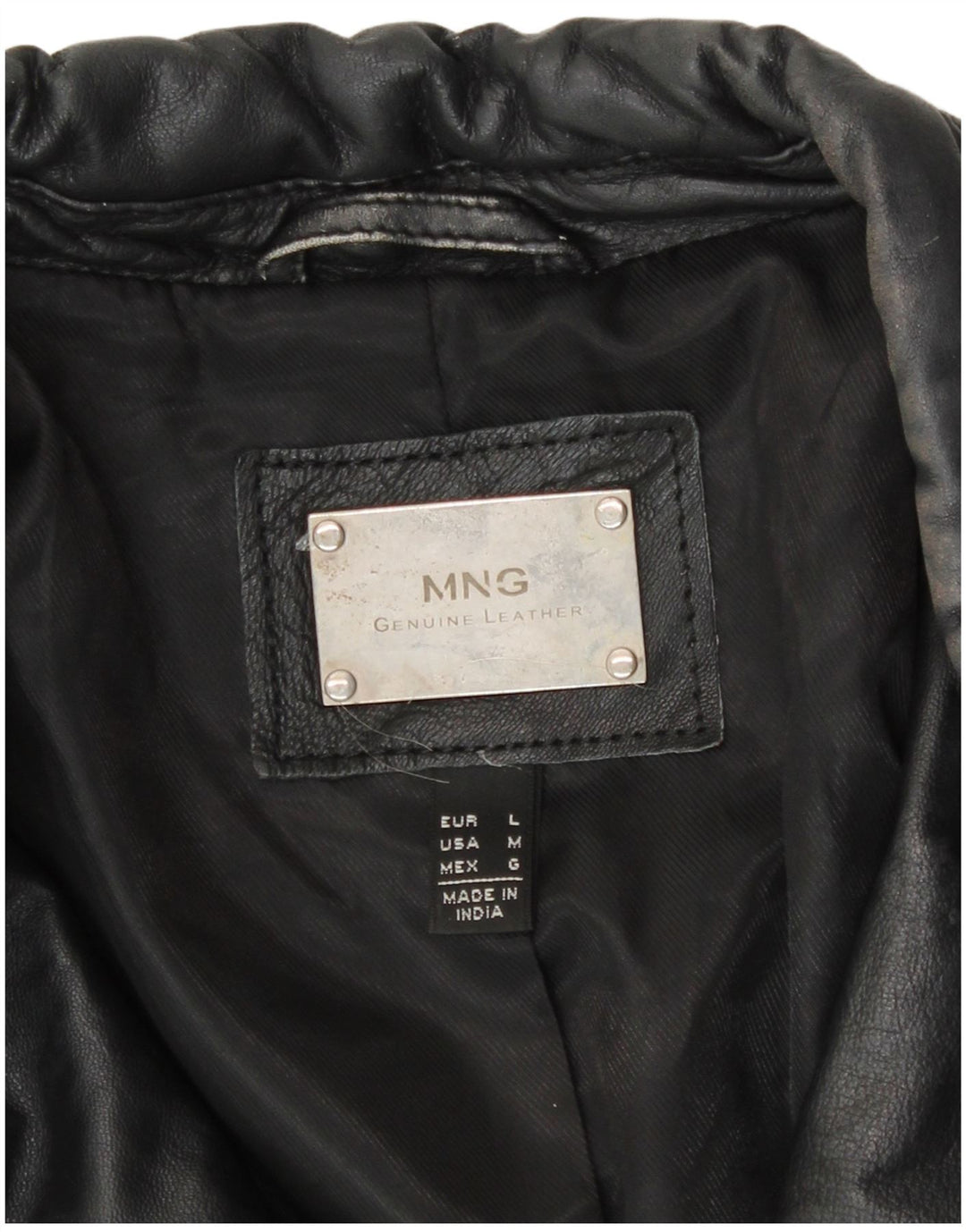 Mango Γυναικείο Δερμάτινο Μπουφάν Biker UK 16 Μεγάλο Δερμάτινο Μαύρο