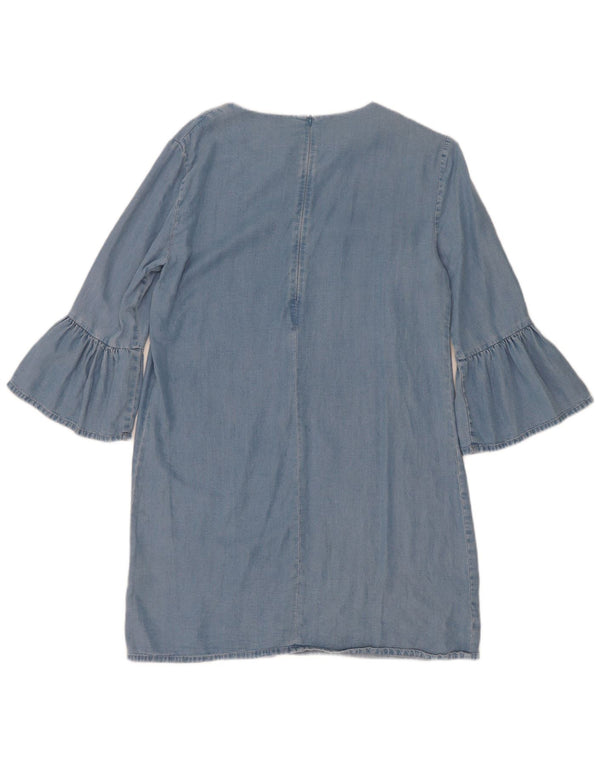 Zara Γυναικείο Τζιν Φόρεμα 3/4 μανίκι UK 14 Medium Blue Lyocell