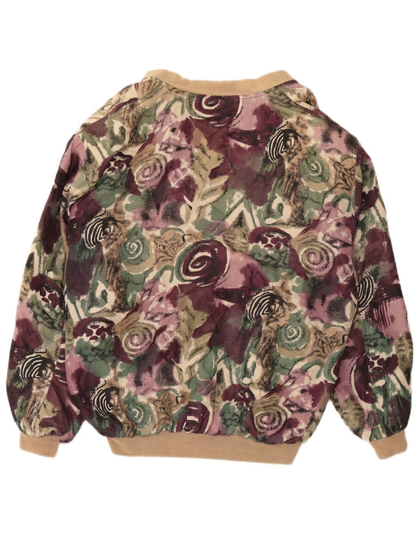 Vintage Ανδρικό Bomber Jacket UK 44 2XL Purple Floral Silk