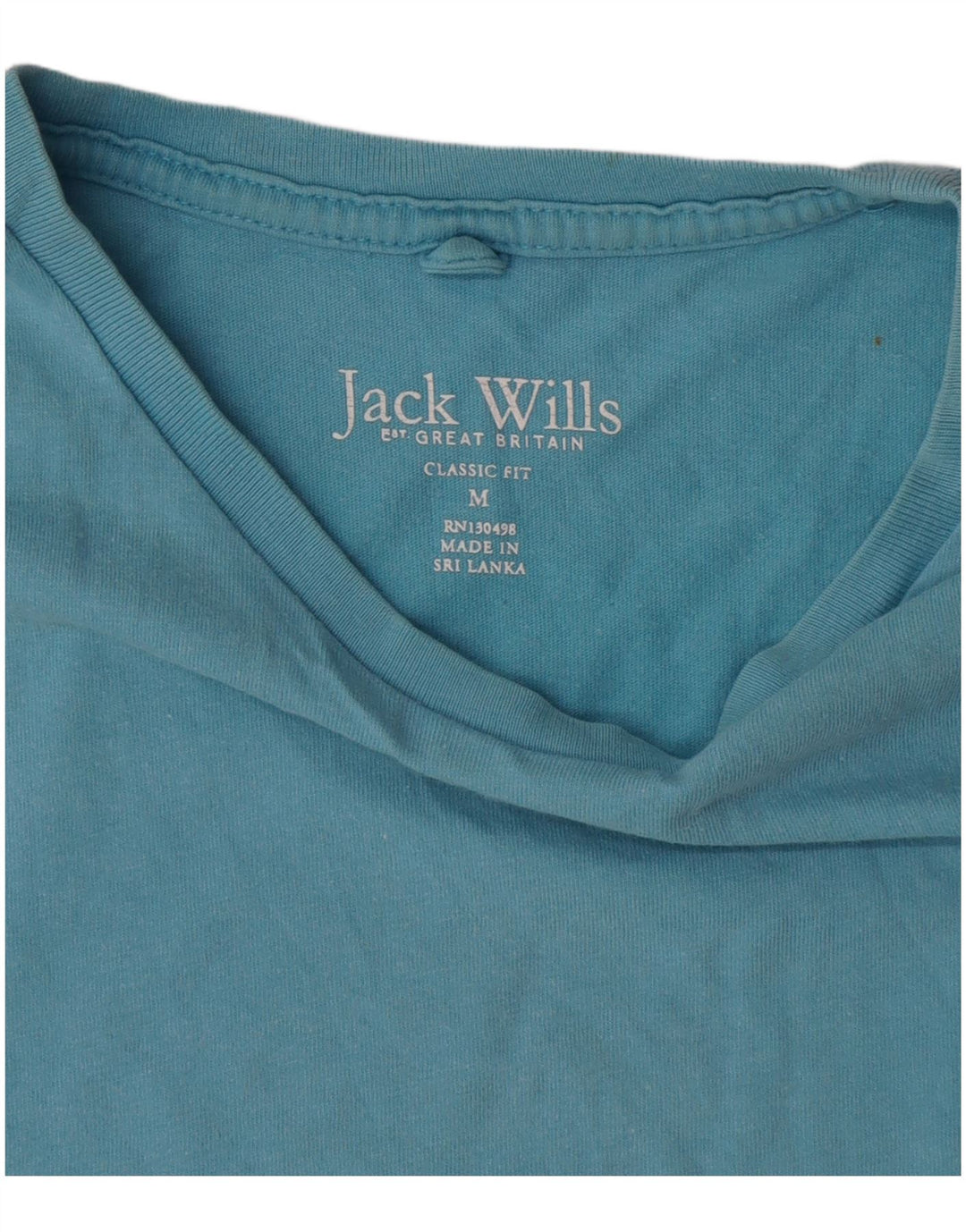 Jack Wills Ανδρικό T-Shirt Κλασική Εφαρμογή Μπλουζάκι από μεσαίο μπλε βαμβακερό