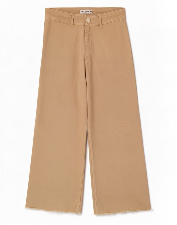 Zara γυναικείο τζιν ψηλόμεσο φαρδύ πόδι EU 44 XL W34 L27 Μπεζ βαμβακερό