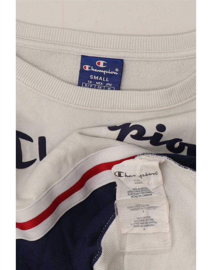 Champion Womens Oversized Crop Φούτερ Jumper UK 10 Small White