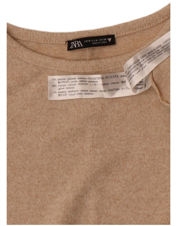 Zara γυναικείο μακρυμάνικο φόρεμα Α-γραμμής UK 12 μεσαίου μπεζ πολυεστέρας