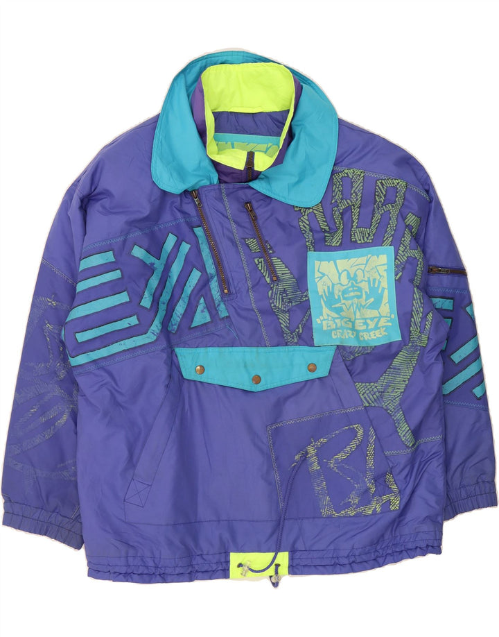 VINTAGE Mens Graphic Anorak Jacket UK 40 Large Blue Polyamide Vintage Vintage and Second-Hand Vintage from Messina Hembry 