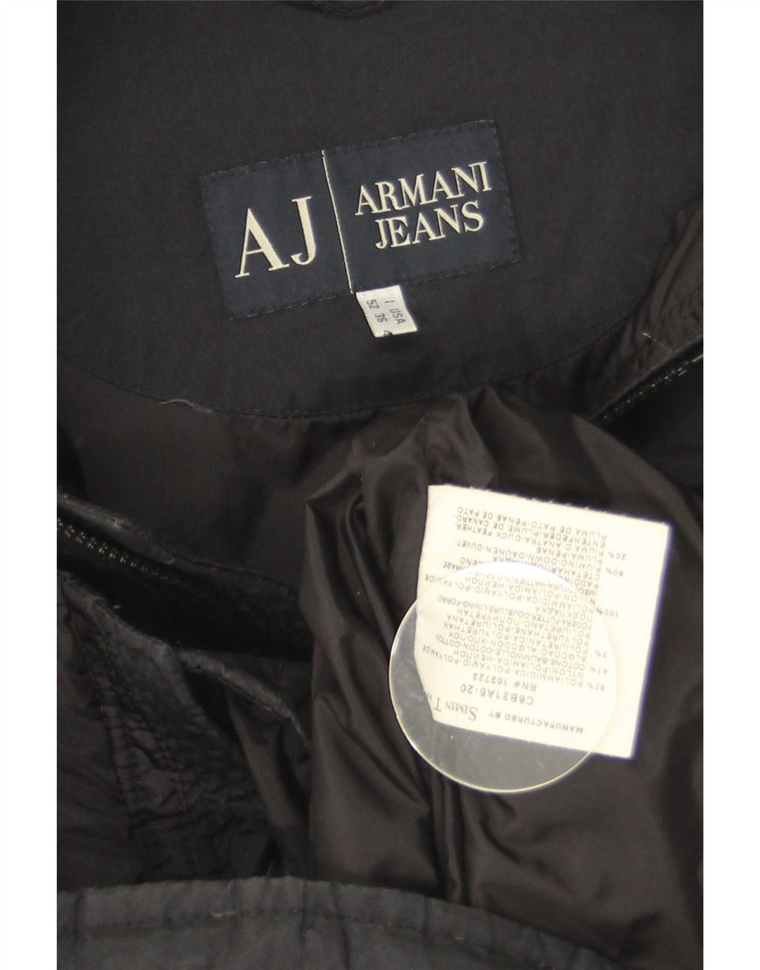 Armani Jeans Ανδρικό μπουφάν με επένδυση UK 42 XL Μαύρο Πολυαμίδιο