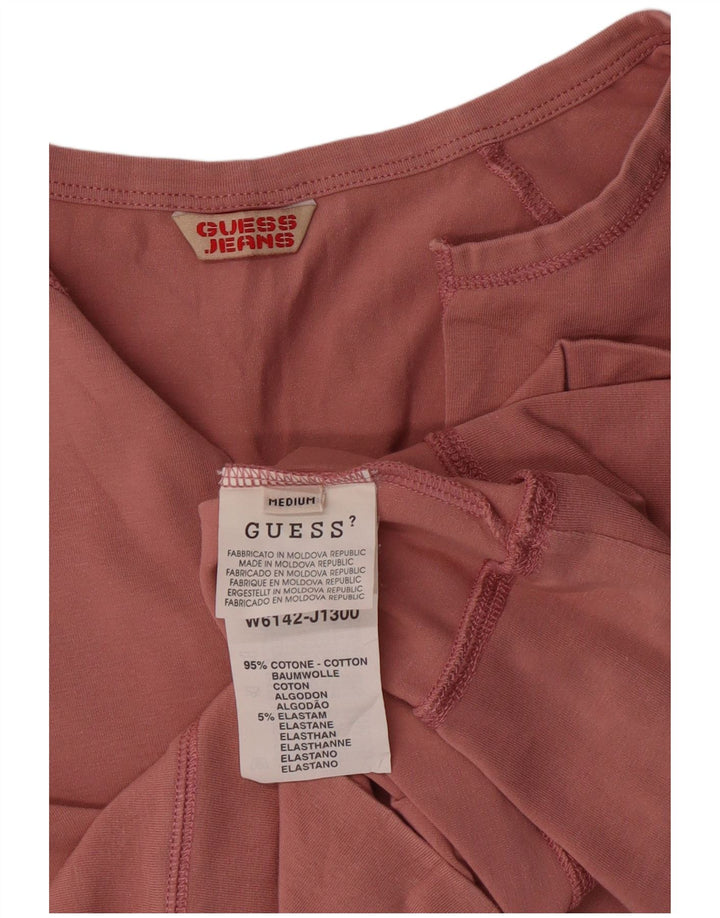 GUESS Γυναικείο Crop Μακρυμάνικο UK 12 Μεσαίο Ροζ Βαμβακερό
