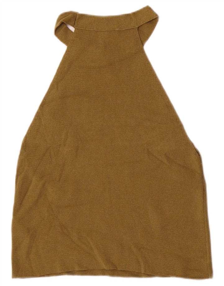 Topshop Womens Halter Top UK 8 Small Khaki Viscose