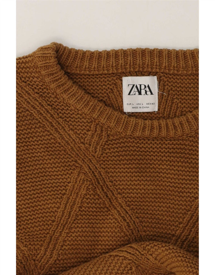 Ανδρικό πουλόβερ Zara Boat Neck Jumper Μεγάλο Καφέ