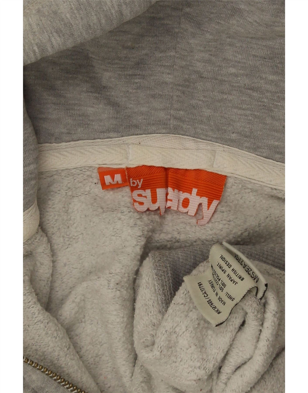 Ανδρικό πουλόβερ με κουκούλα με φερμουάρ Superdry, βαμβακερό μεσαίο γκρι