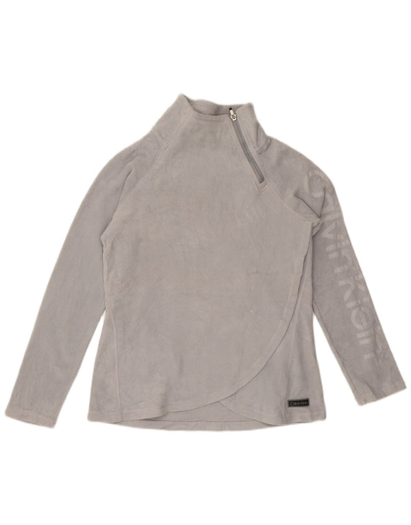 Γυναικείο Calvin Klein με φερμουάρ με φερμουάρ Fleece Jumper UK 10 Small Grey
