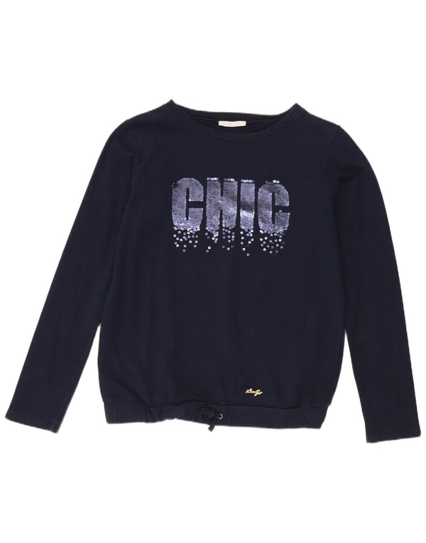 Liu Jo Girls Graphic Sweatshirt Jumper 15-16 Years Navy Blue Cotton