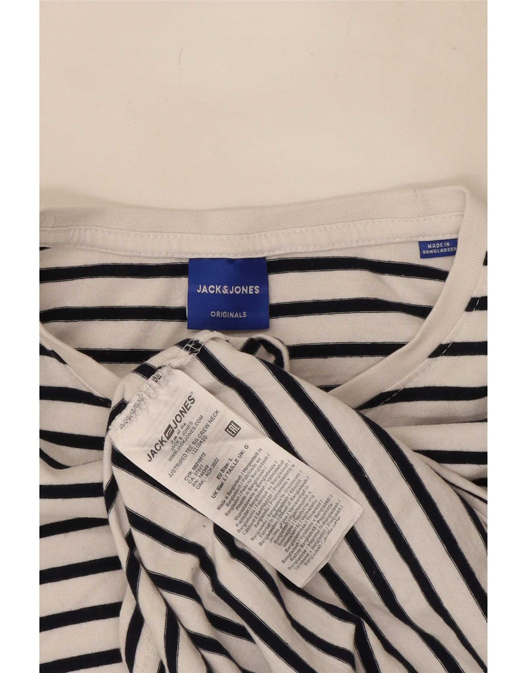 Jack & Jones Ανδρικό T-Shirt Top μεγάλο λευκό βαμβακερό ριγέ