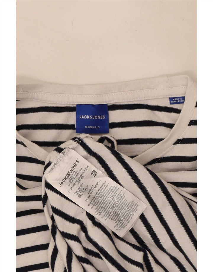 Jack & Jones Ανδρικό T-Shirt Top μεγάλο λευκό βαμβακερό ριγέ