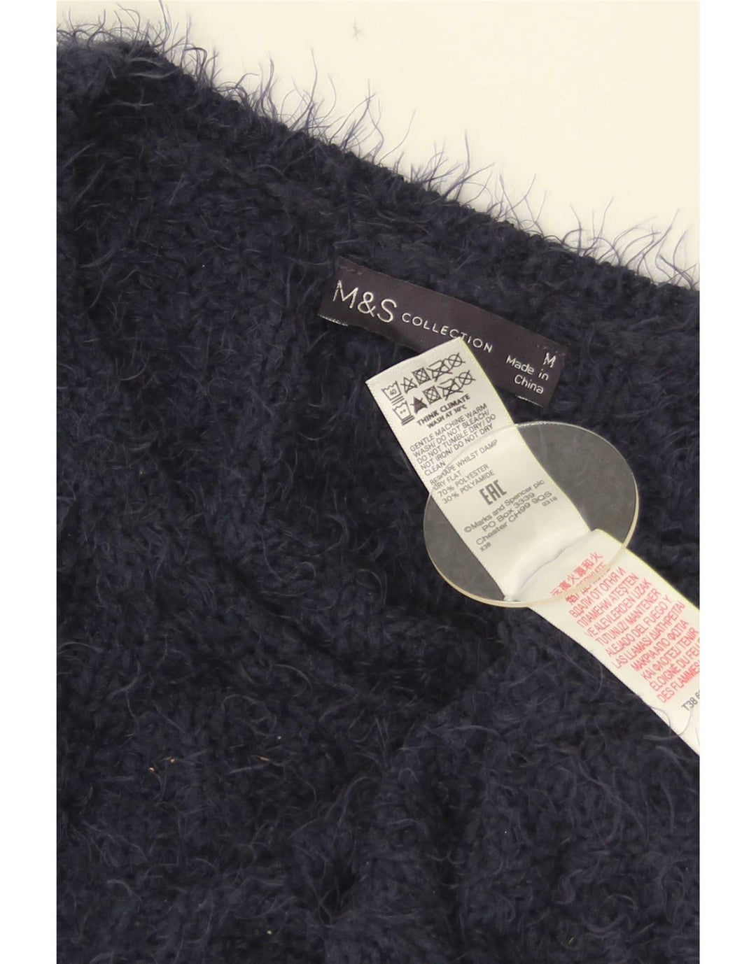 Marks & Spencer Γυναικείο πουλόβερ με λαιμόκοψη με V λαιμόκοψη UK 14 Medium Navy Blue