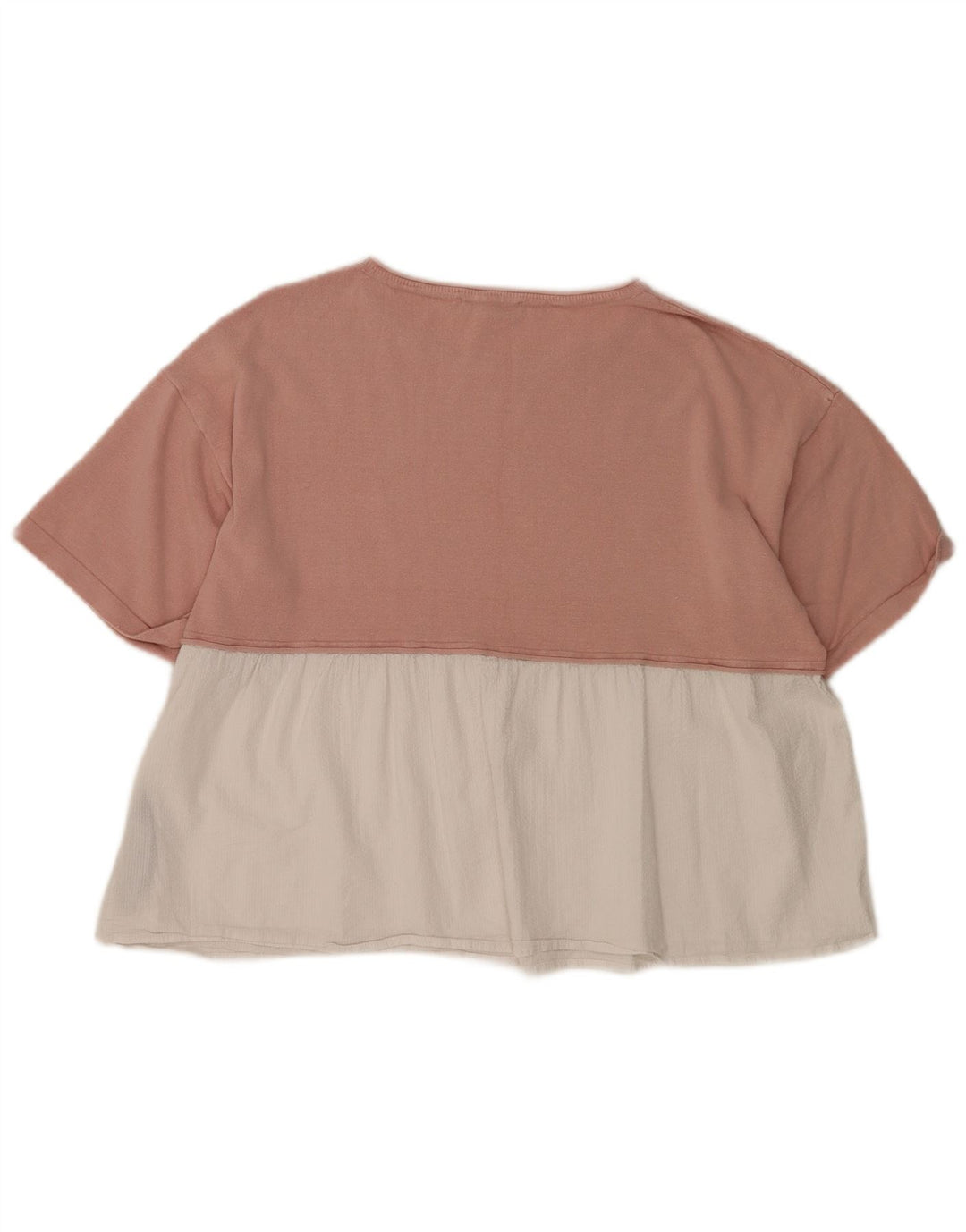 Zara Γυναικεία Μπλούζα Oversized Top UK 14 Medium Pink Colourblock Viscose