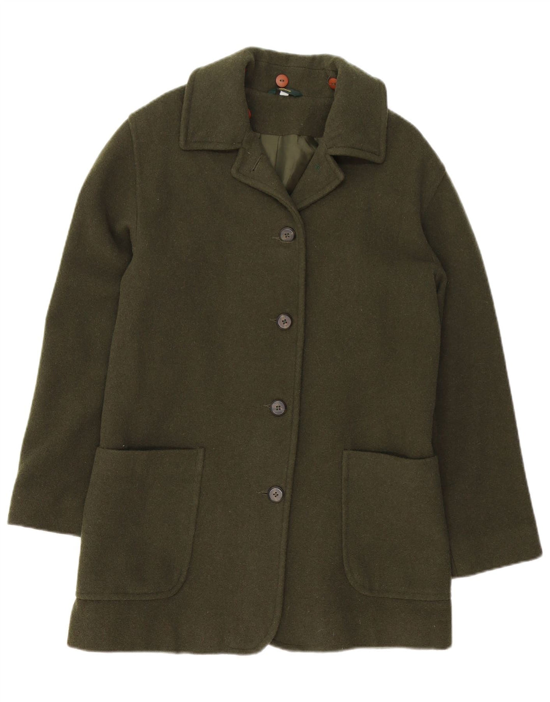 VINTAGE Γυναικείο Oversized Πανωφόρι UK 10 Small Green Wool