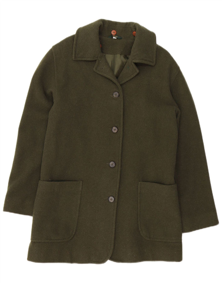 VINTAGE Γυναικείο Oversized Πανωφόρι UK 10 Small Green Wool