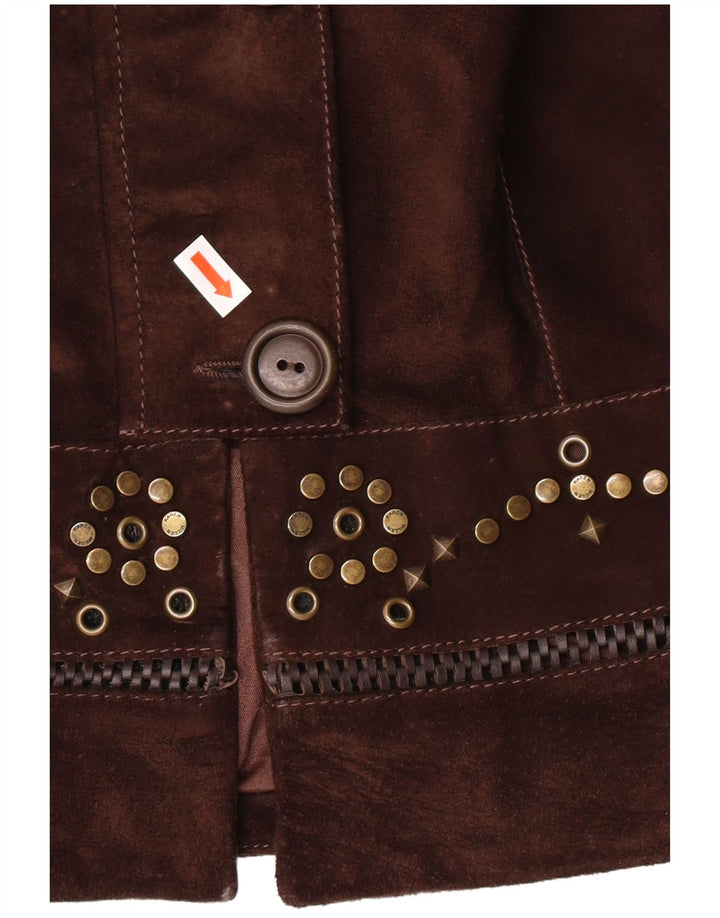 KAREN MILLEN Γυναικείο Suede Gilet UK 12 Medium Brown Suede