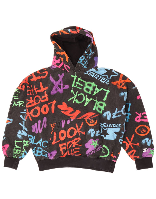 Starter Mens Graffiti Graphic Loose Fit Hoodie Jumper Small Black Cotton