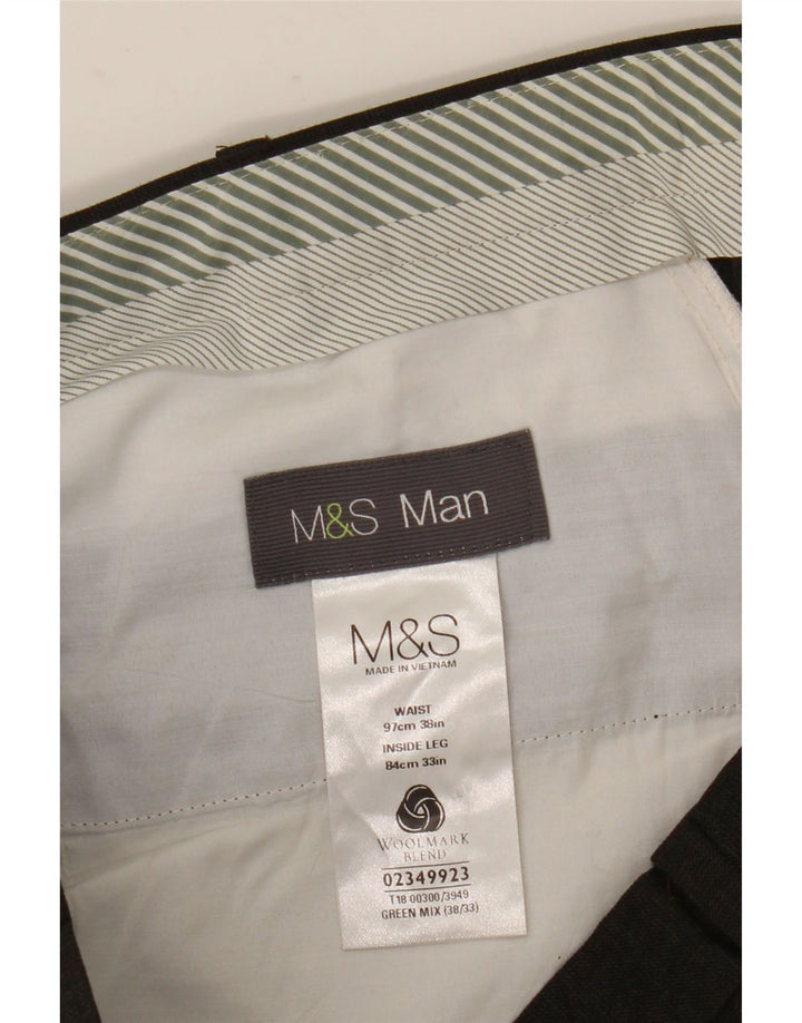 Ανδρικό ίσιο παντελόνι Marks & Spencer W38 L33 Καφέ μαλλί