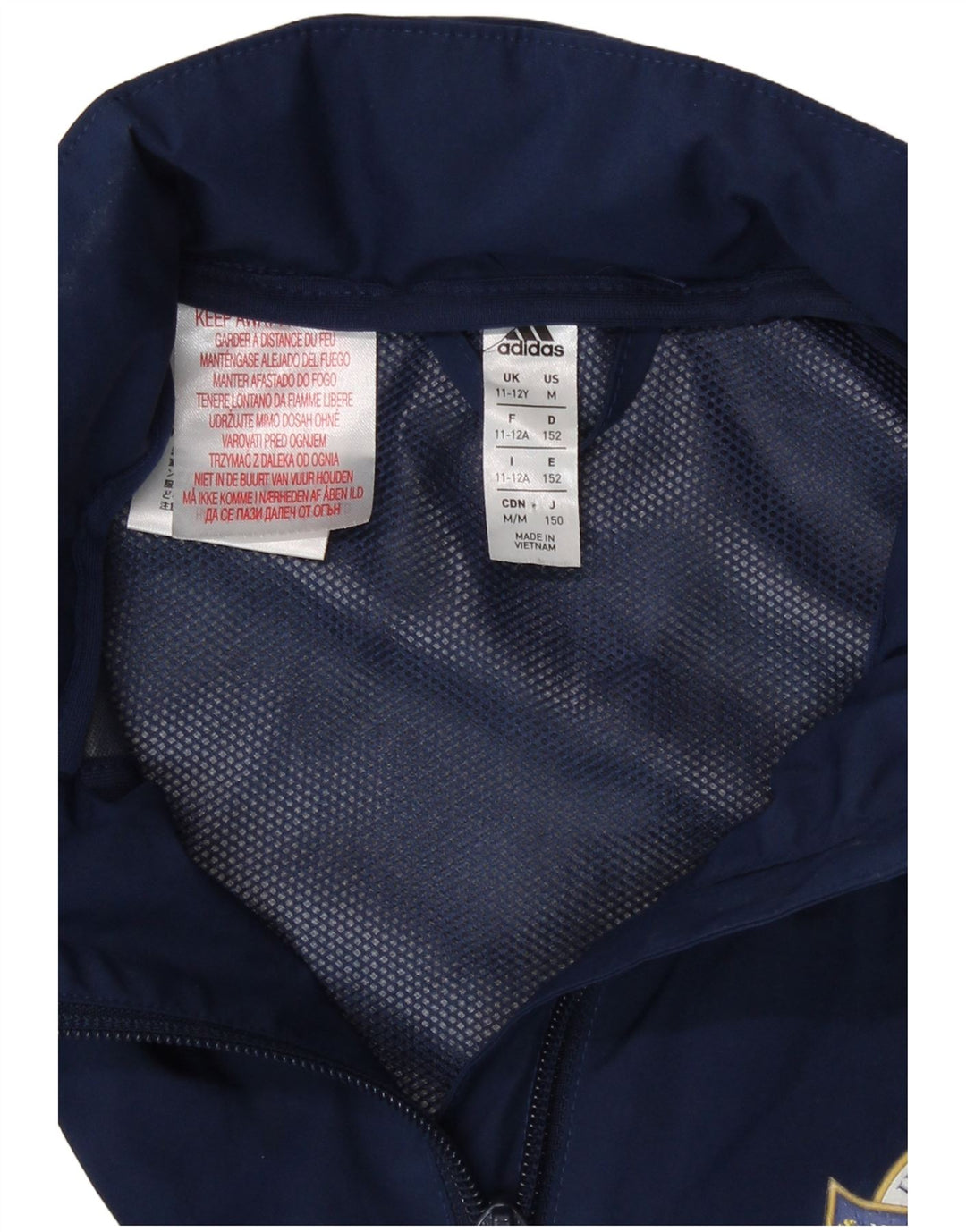 Adidas Boys με κουκούλα αντιανεμικό μπουφάν 11-12 ετών Navy Blue Polyester