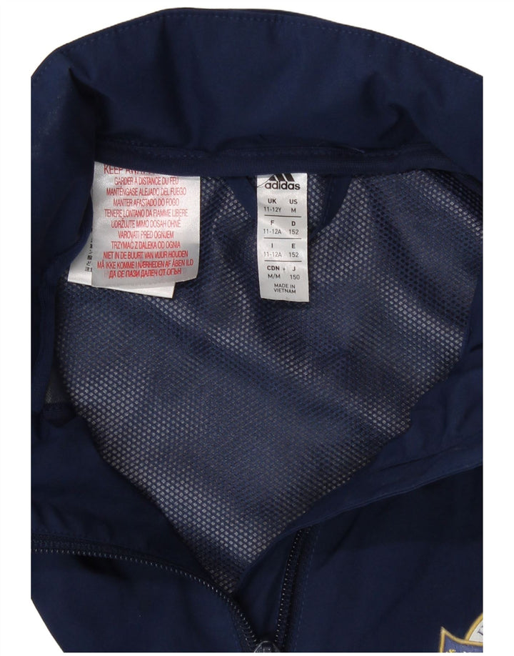 Adidas Boys με κουκούλα αντιανεμικό μπουφάν 11-12 ετών Navy Blue Polyester