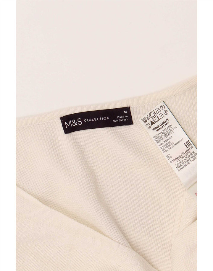 Marks & Spencer Γυναικεία αμάνικη μπλούζα τοπ UK 14 Medium Off White Viscose