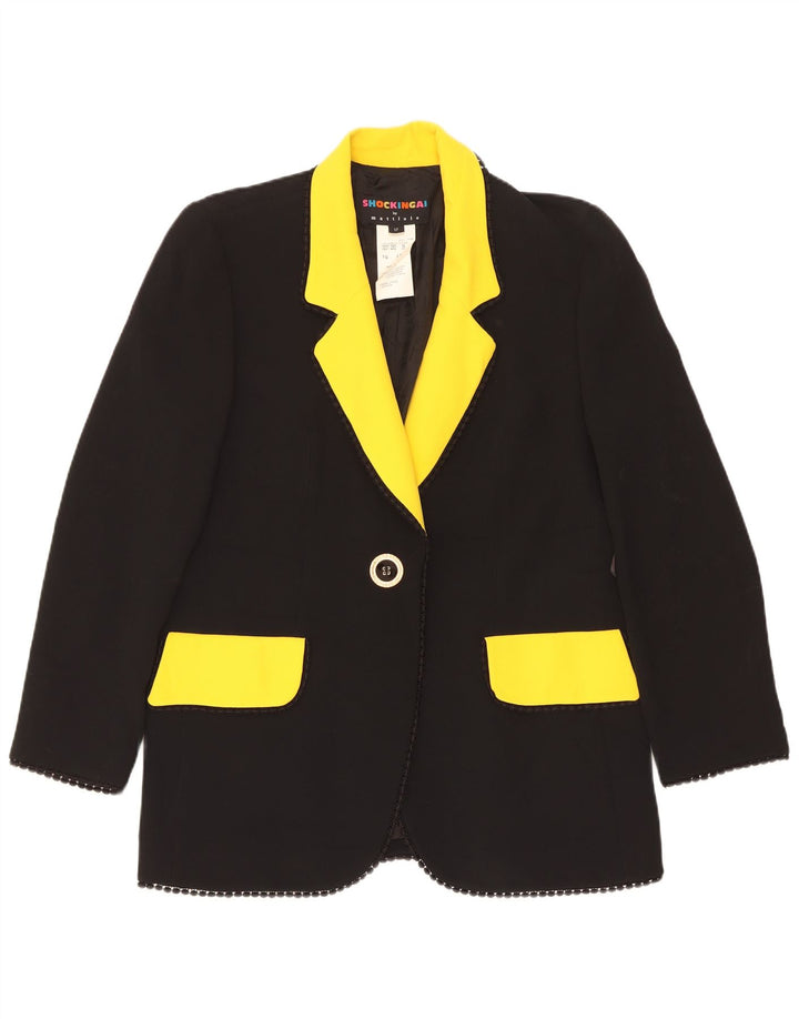 Vintage γυναικείο σακάκι 1 κουμπιού blazer UK 14 μεγάλο μαύρο χρώμα οξικό