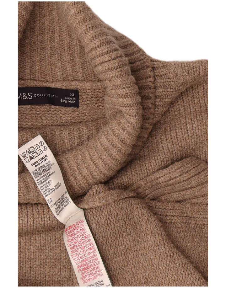 Marks & Spencer Γυναικείο πουλόβερ μεγάλου μεγέθους με ρολό λαιμόκοψη UK 18 XL Beige