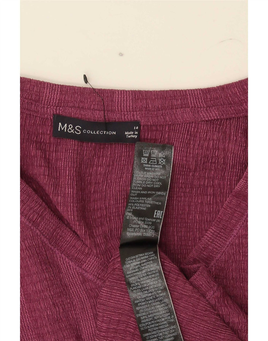 Marks & Spencer Γυναικείο T-Shirt Τοπ UK 14 Large Maroon ριγέ πολυεστέρας