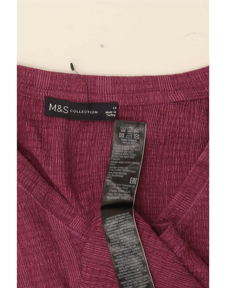 Marks & Spencer Γυναικείο T-Shirt Τοπ UK 14 Large Maroon ριγέ πολυεστέρας