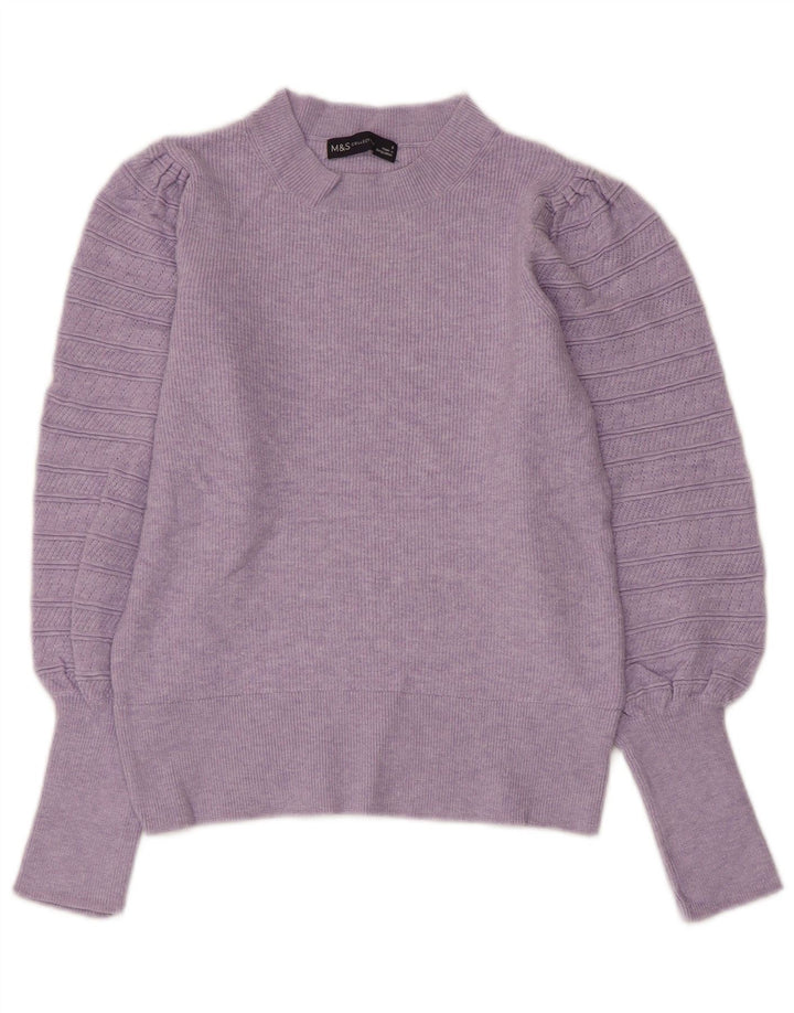 MARKS & SPENCER Γυναικείο πουλόβερ Crop Crew Neck Jumper UK 8 Small Purple