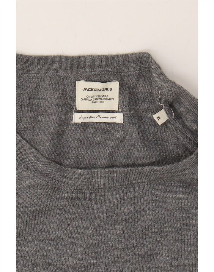 JACK & JONES Mens Crew Neck Jumper Sweater XL Grey Wool Vintage Jack & Jones and Second-Hand Jack & Jones from Messina Hembry 