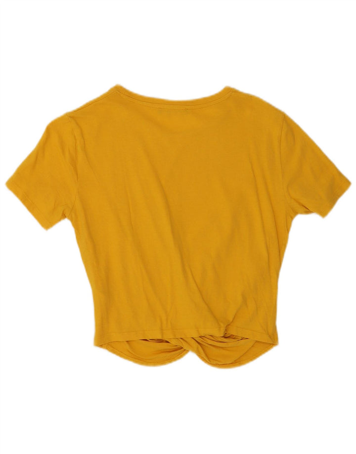 Zara Γυναικεία Μπλούζα Crop τοπ UK 12 Μέτριο κίτρινο βαμβακερό